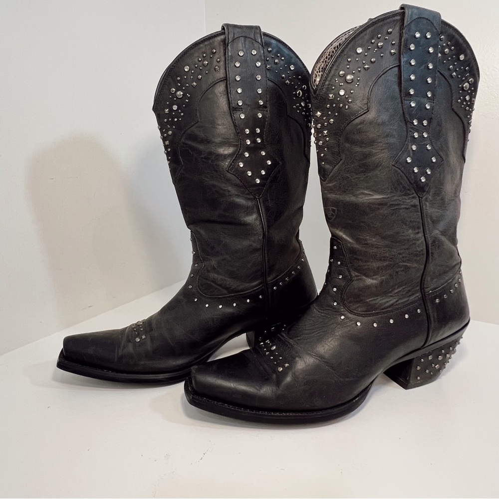 Ariat Sassy Black Leather Rhinestone Western Boot - Picture 14 of 15